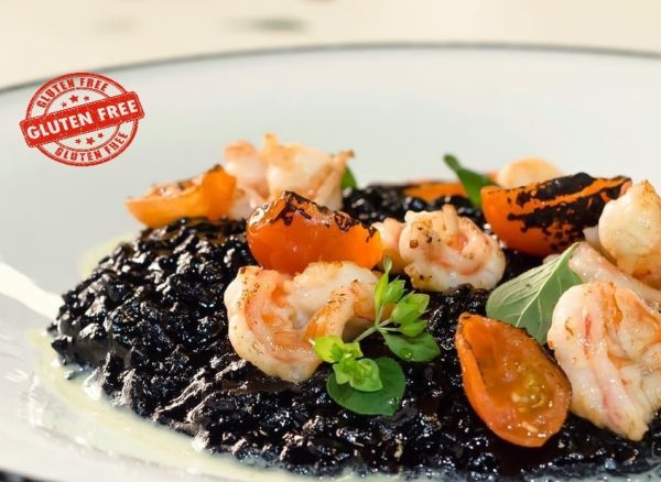 Riso al nero di seppia e gamberi - gluten free
